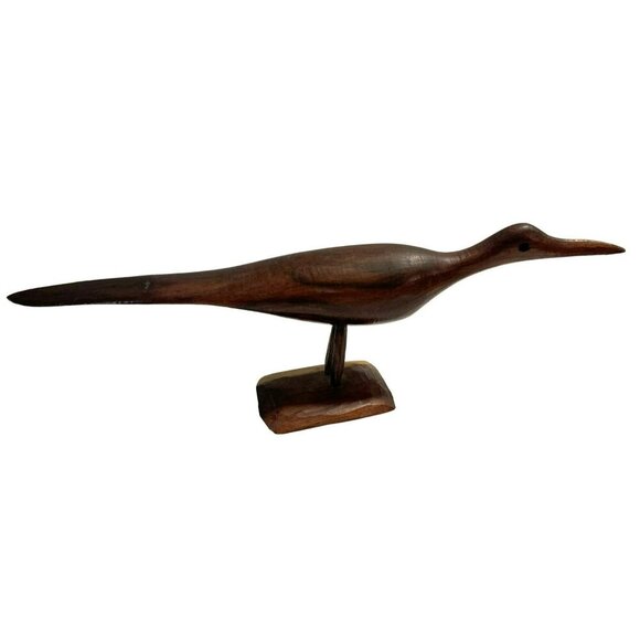 Shorebird Roadrunner Decoy Hand Carved Natural Wood Sculpture Decorative USA - Picture 1 of 8